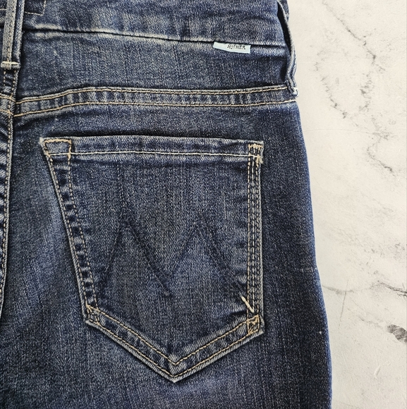 MOTHER The Looker Crop On The Edge Blue High Rise Skinny Jeans 25 Preowned - Picture 8 of 10